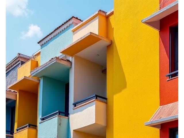 Exterior facade painting with weatherproof finish